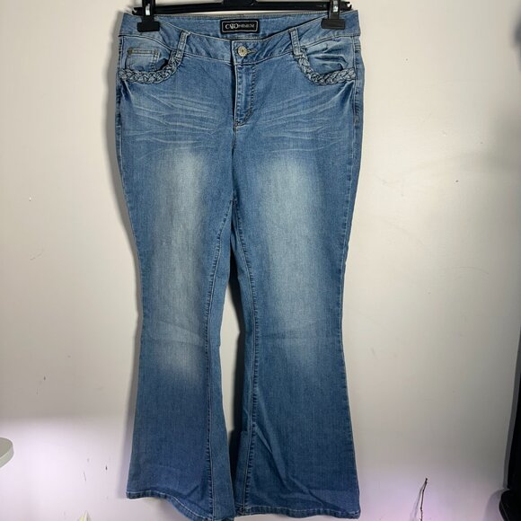 Cato Denim - EUC Cato Premium Woman Denim Womens Blue Jeans 12 P Petite Wide Leg KFT